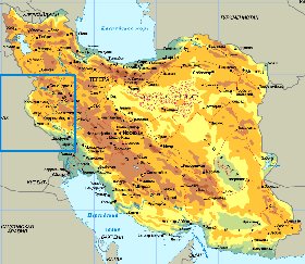 Physique carte de Iran