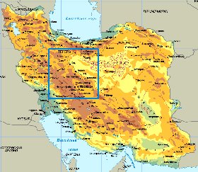 Physique carte de Iran
