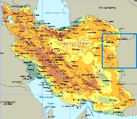 Physique carte de Iran