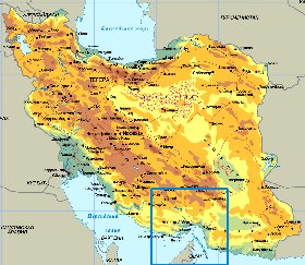 Physique carte de Iran