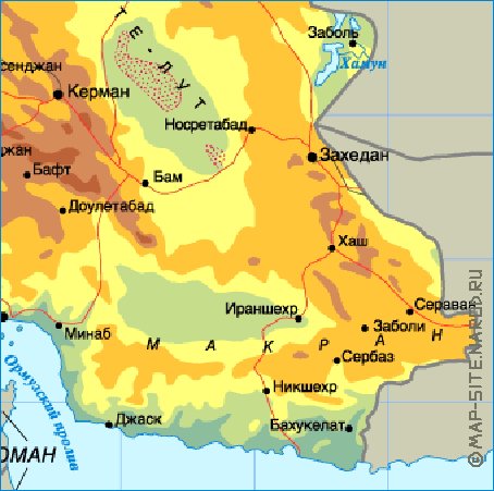 Physique carte de Iran