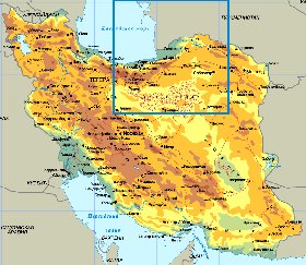 Physique carte de Iran