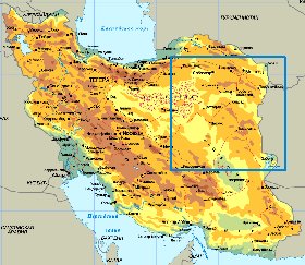 Physique carte de Iran