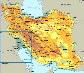 Physique carte de Iran