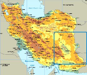 Physique carte de Iran