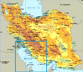 Physique carte de Iran