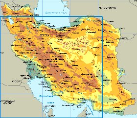 Physique carte de Iran