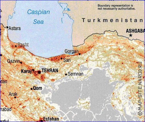 carte de de la densite de population Iran