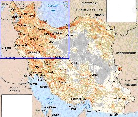 mapa de de densidade populacional Irao