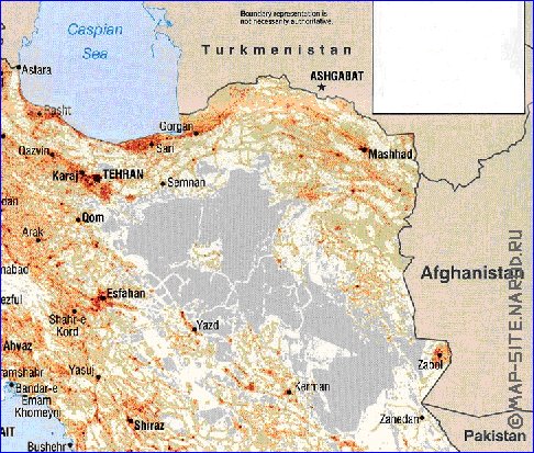 carte de de la densite de population Iran