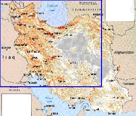 carte de de la densite de population Iran