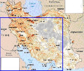 carte de de la densite de population Iran