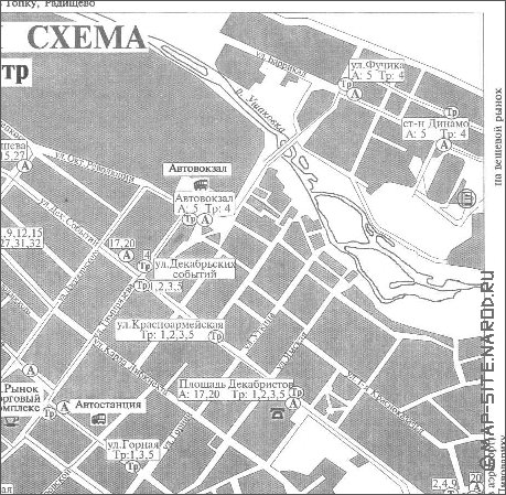 Transporte mapa de Irkutsk