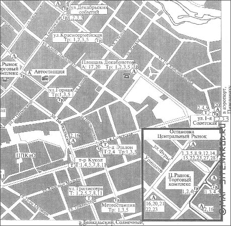 Transport carte de Irkoutsk