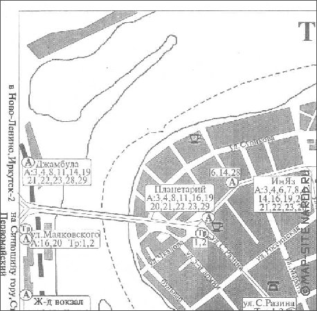 Transporte mapa de Irkutsk