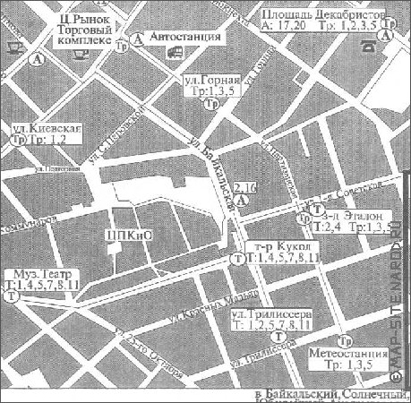 Transporte mapa de Irkutsk