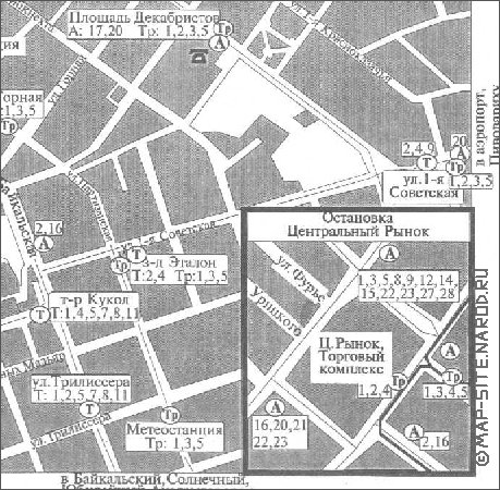 Transport carte de Irkoutsk