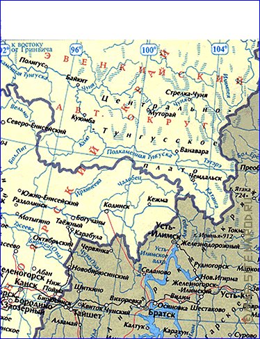 carte de Oblast d'Irkoutsk
