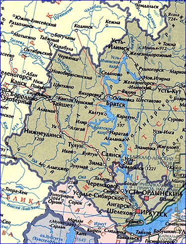 carte de Oblast d'Irkoutsk