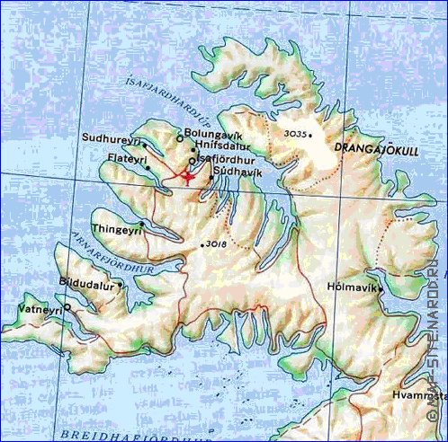 carte de Islande en anglais