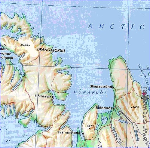 mapa de Islandia em ingles