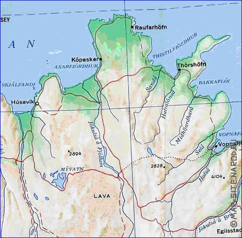 carte de Islande en anglais