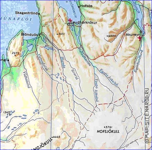 carte de Islande en anglais