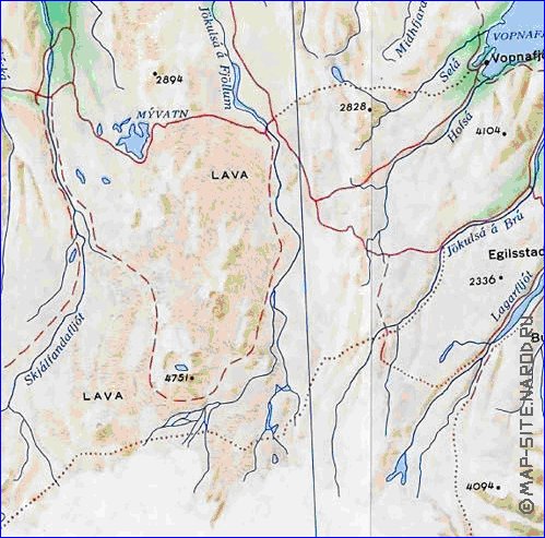 carte de Islande en anglais