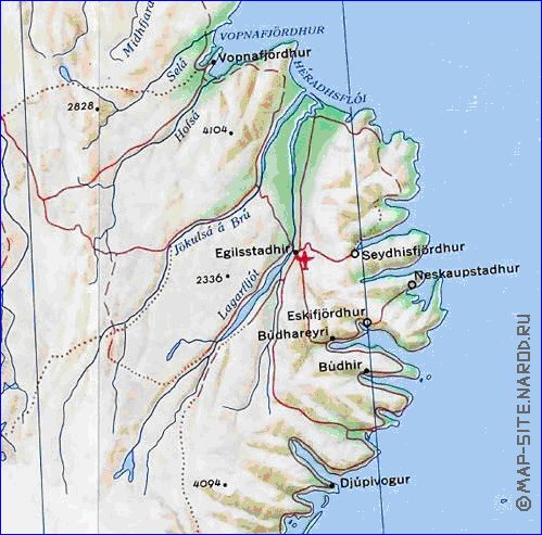 carte de Islande en anglais