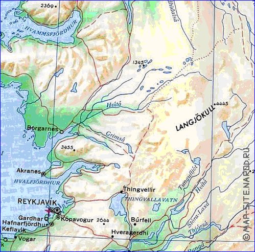 mapa de Islandia em ingles