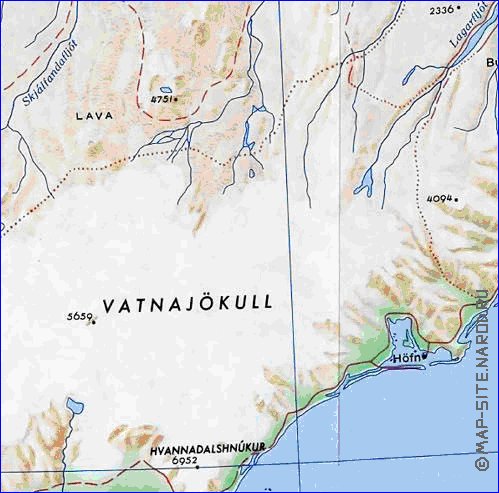 carte de Islande en anglais