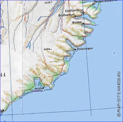 carte de Islande en anglais