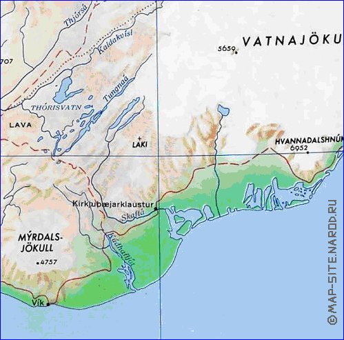 carte de Islande en anglais