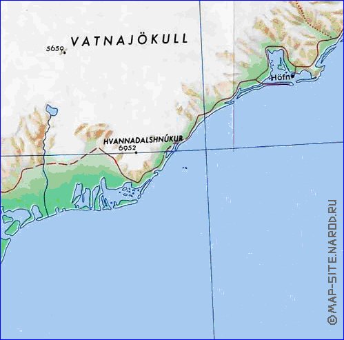 carte de Islande en anglais