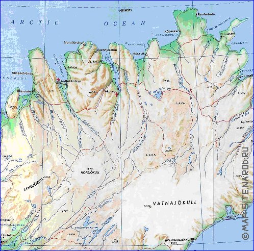 carte de Islande en anglais