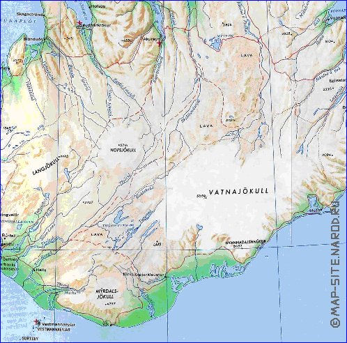 carte de Islande en anglais