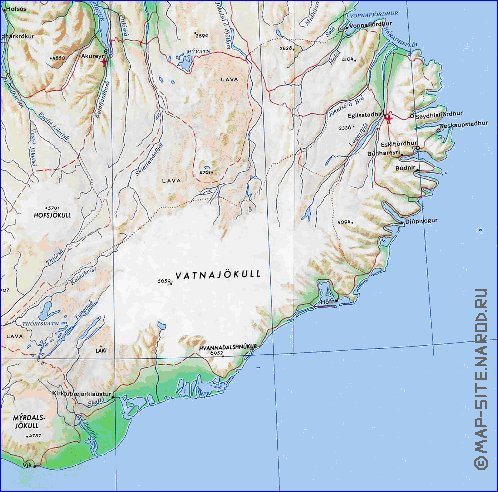 carte de Islande en anglais