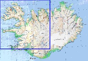 mapa de Islandia em ingles