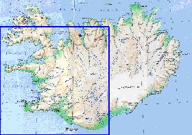 carte de Islande en anglais