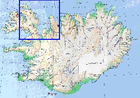 mapa de Islandia em ingles