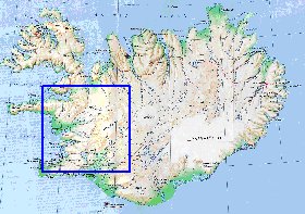 mapa de Islandia em ingles