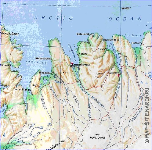 carte de Islande en anglais