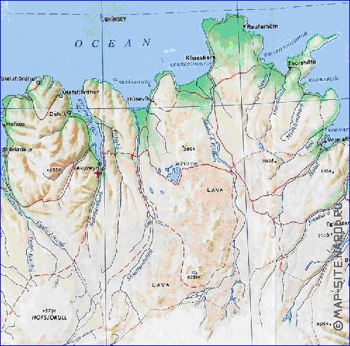 carte de Islande en anglais