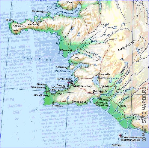 carte de Islande en anglais