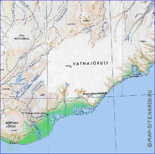 carte de Islande en anglais