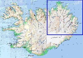 mapa de Islandia em ingles