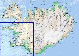 carte de Islande en anglais