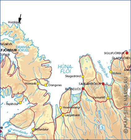 Physique carte de Islande