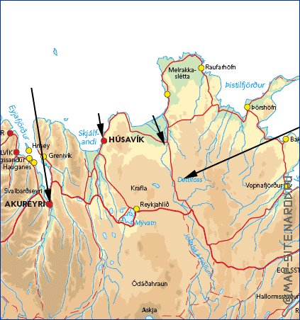 Physique carte de Islande