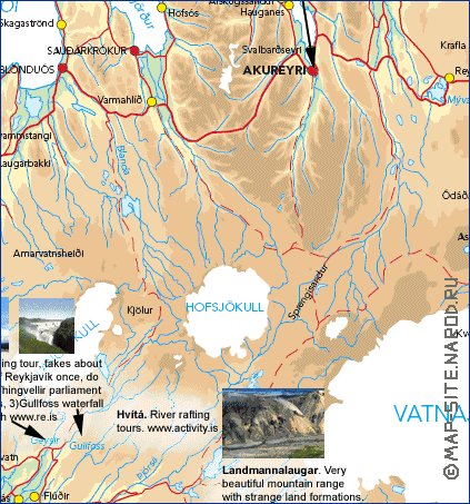 Physique carte de Islande